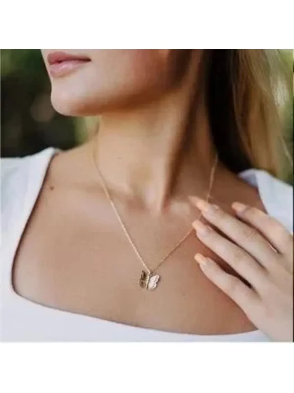 Gold 14k Gold Plated Butterfly Charm Chain Necklace